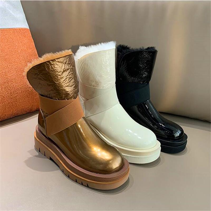 

Boots Winter Ladies Fur Snow Short Plus Velvet Thick Wool Warm Cotton Shoes High Heel, Black