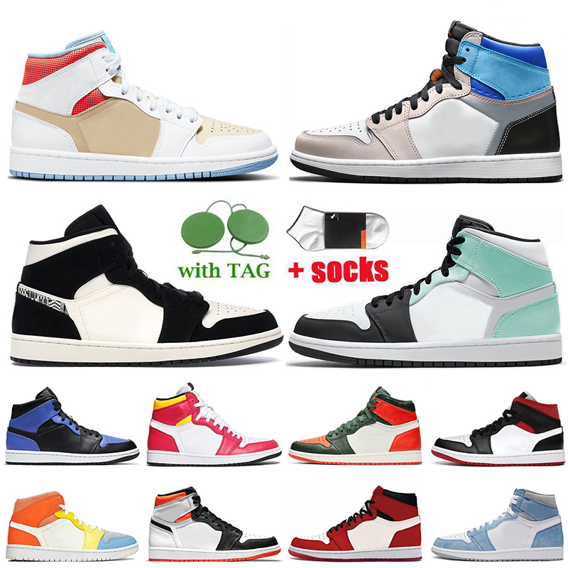 

Fashion Jumpman 1 1s Mens Basketball Shoes Mid Grey Onyx High OG Hyper Royal Sneakers Crimson Tint Toe Metallic Orange University Blue Trainers Size 36-46, A44 pollen 40-46