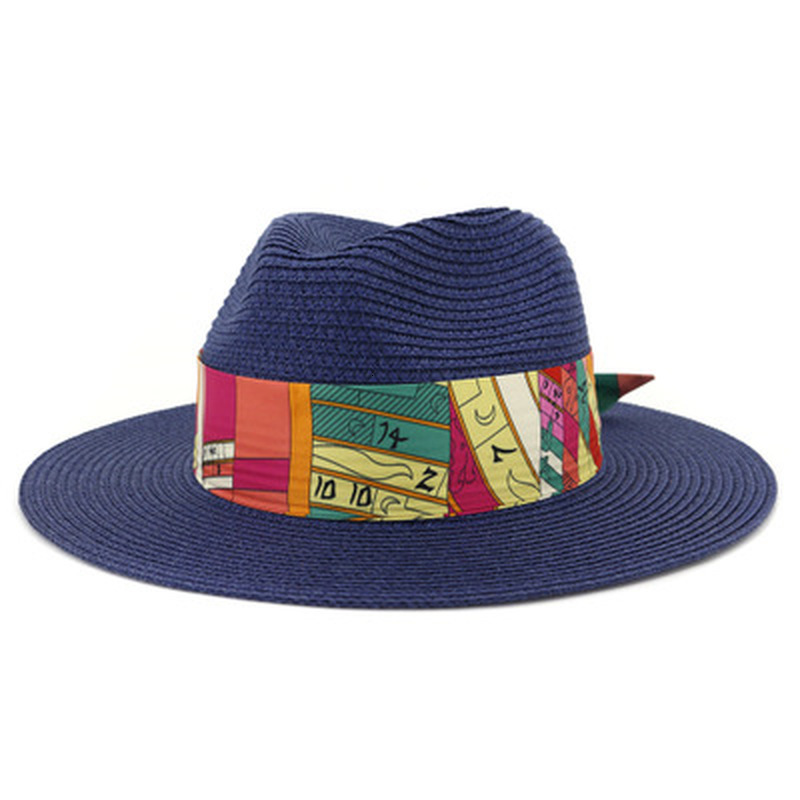 

2021 New Straw Men Casual Ribbon Band Summer Spring Outdoor Beach Travel Sun Protective Khaki Black White Women Hats 738p
