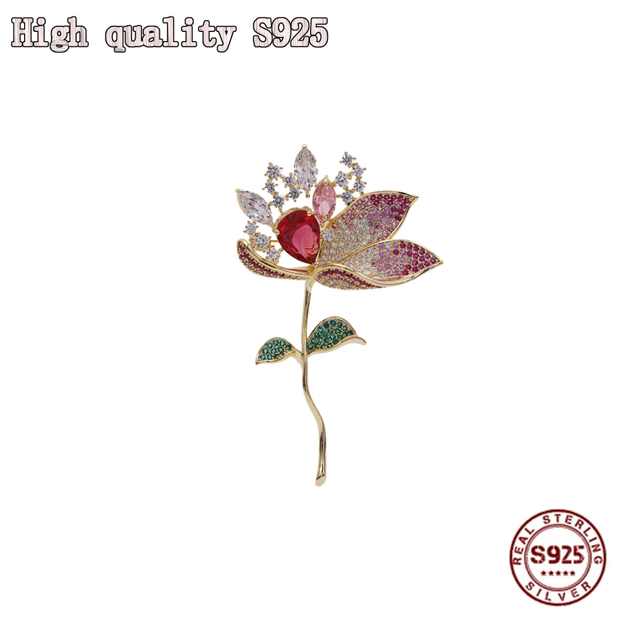 

High Quality Jewelry Color Personality Coat Suit Fashion Pin Accessories Lotus Lady Brooch