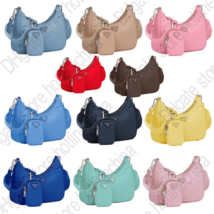 

P logo 2005 nylon shoulder bag female bag handbag chain bag purse original box serial number 22x18x6.5cm multicolor