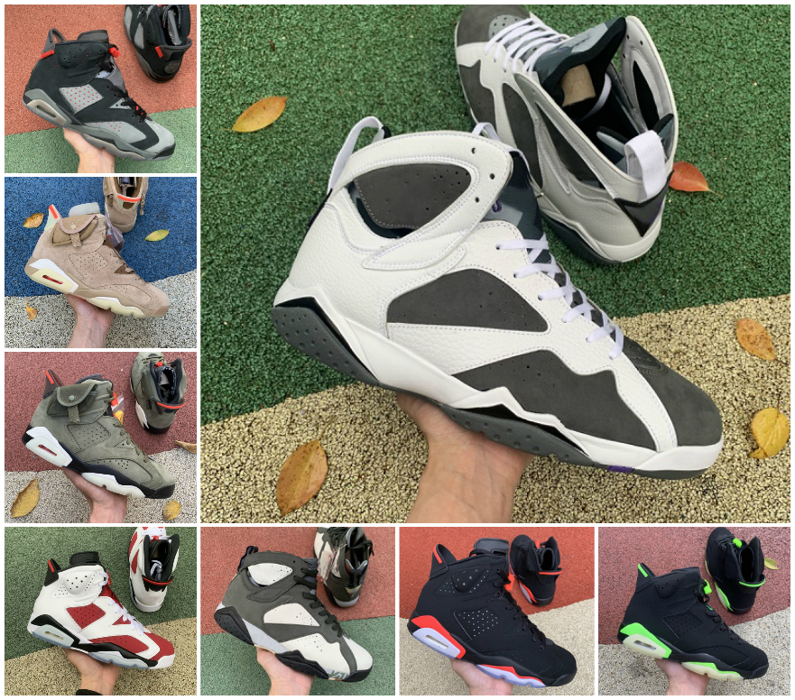 

Top Quality Travis British Khaki 6 6s Mens Basketball Shoes Jumpman 7 Flint Patta Icicle UNC Gold Hoops Black Infrared Hare Tech Chrome Electric Green Tinker Sneakers, Box