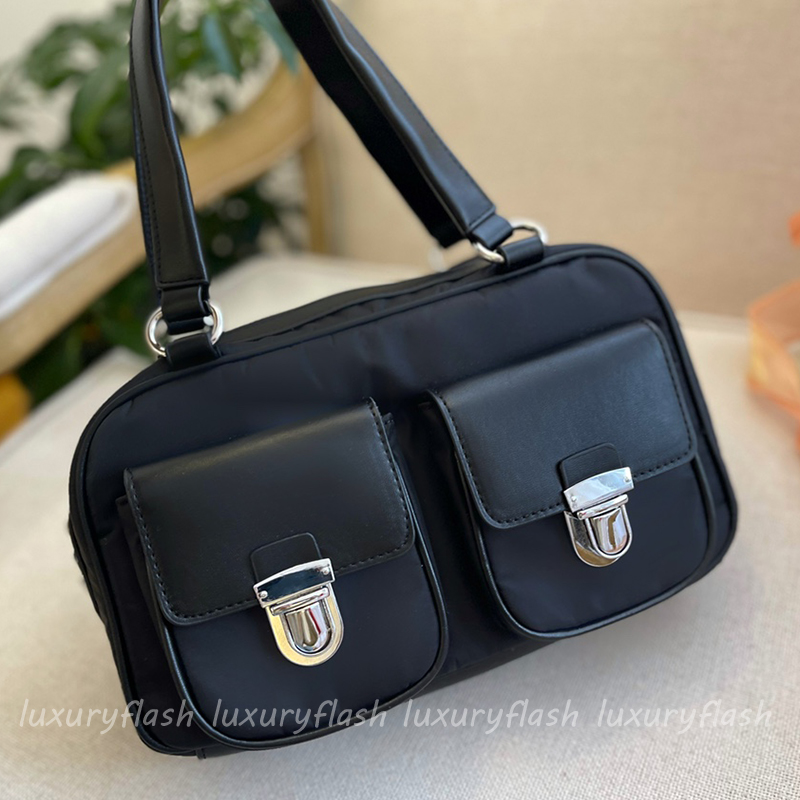 Fashion Nylon Men's Messenger Bag Casual All-match Black Men's Handbag Designer Luxury Large-capacity High-quality Triangle Logo2022-image-742564230