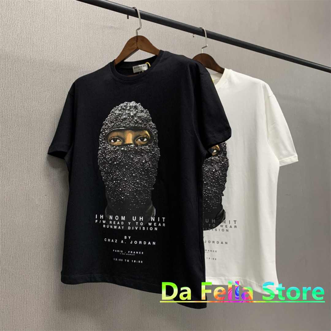 

Night reflection2021SS ih nom uh nit RELAXED T-shirt Men Women Casual High Quality Pearl Mask Printed Tops ih nom uh nit Paris Tee Inside Ta