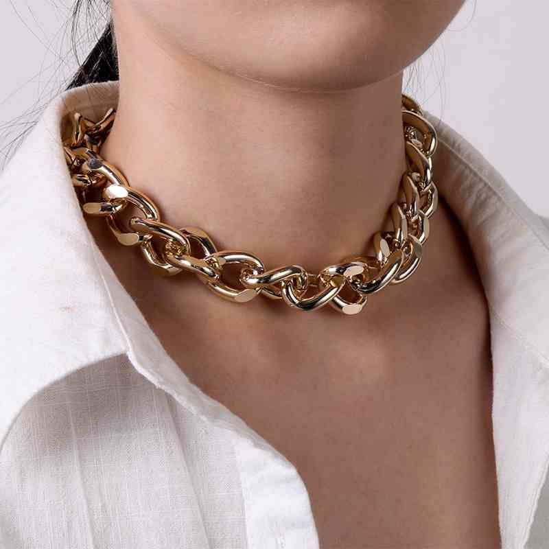 

ZOVOLI Punk Hip Hop Curb Cuban Thick Short Choker Necklace for Women Simple Minimalist Chunky Collar necklaces Men Jewelry Party X0509