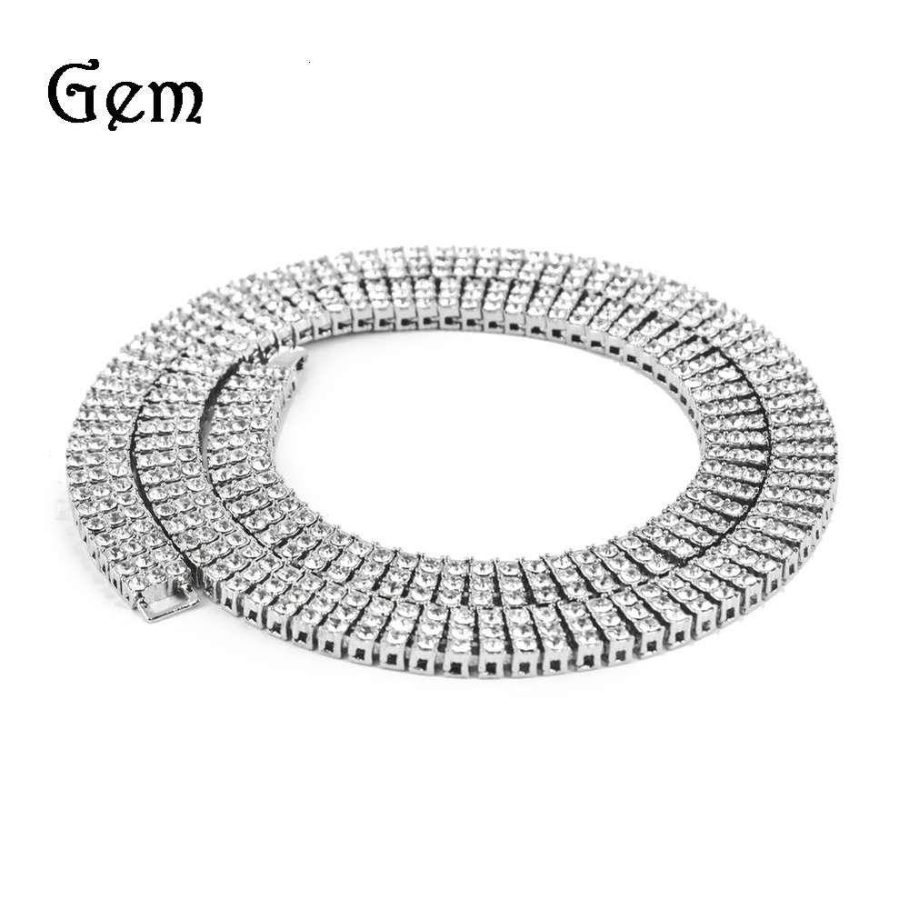 

Three drain diamond zinc alloy men's hip hop BLING Necklace