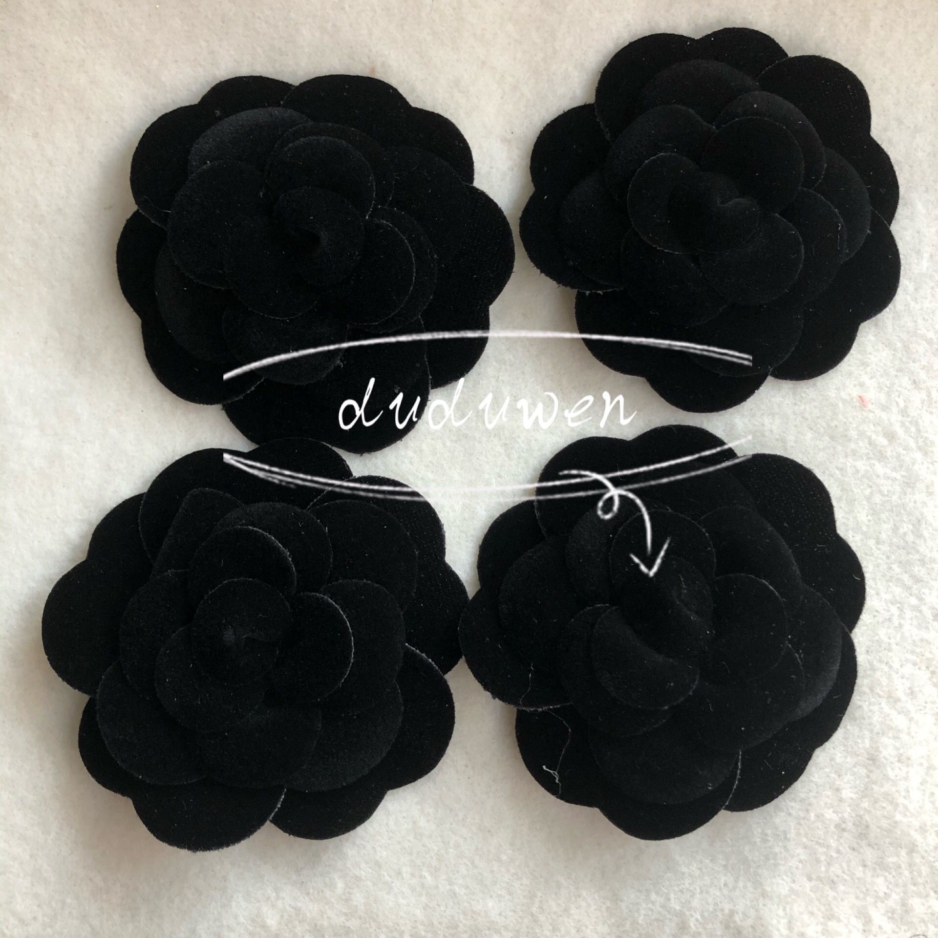 

black velvet camellia DIY Part 8X8CM self-adhesion camellia flower for C VIP stick on bag or card for boutique packing