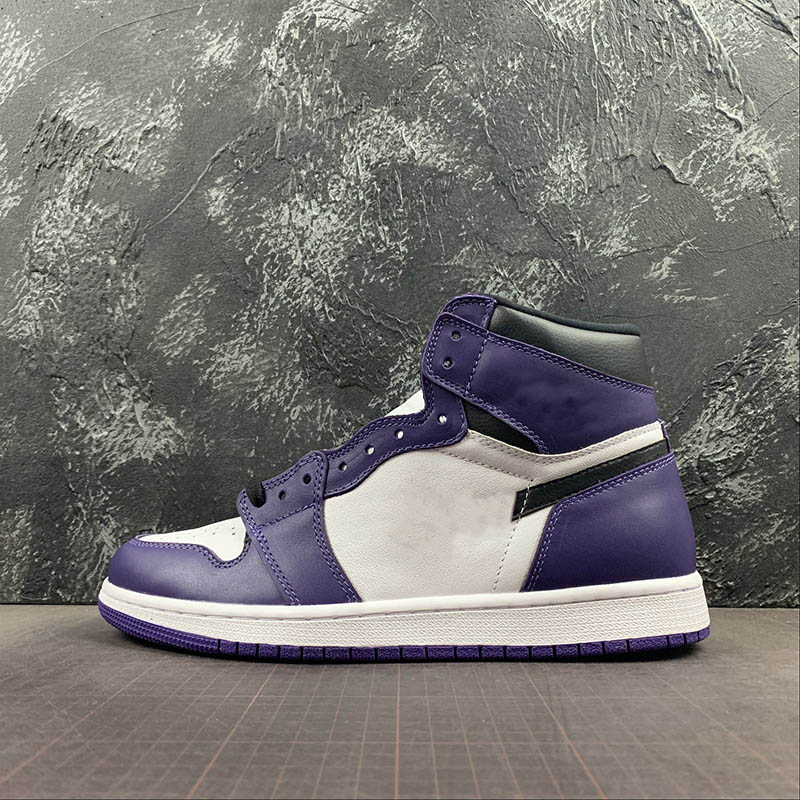 

Authentic 1 High OG Court Purple White 555088-500 1s I Women Men Sports Shoes Sneakers Top Quality Trainers With Original Box, #2