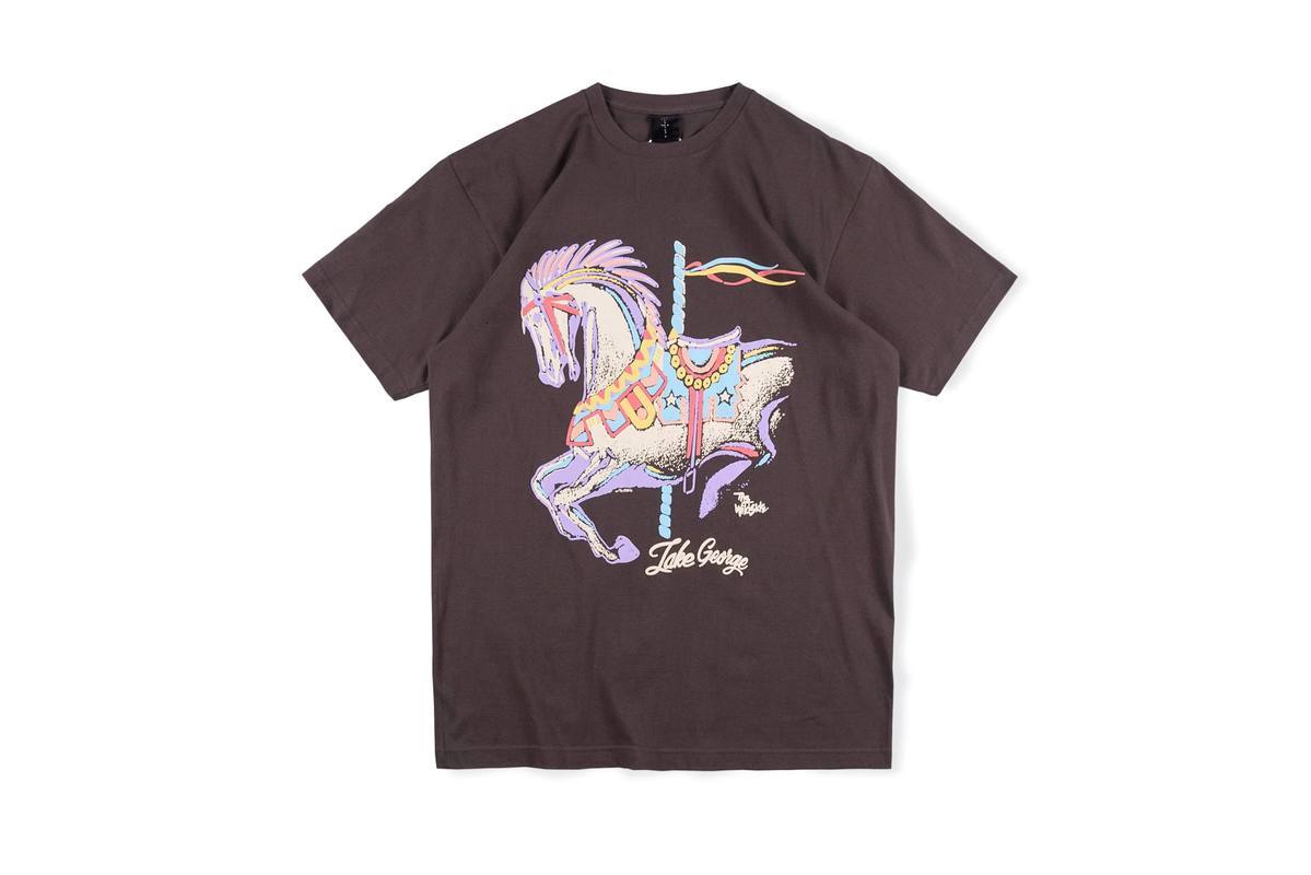 

2021 New Travis Scott T-shirt Streetwear Carousel Horse Merry-go-round Men Women High Quality Tees Vintage Astroworld t Shirt 1edj, Black5