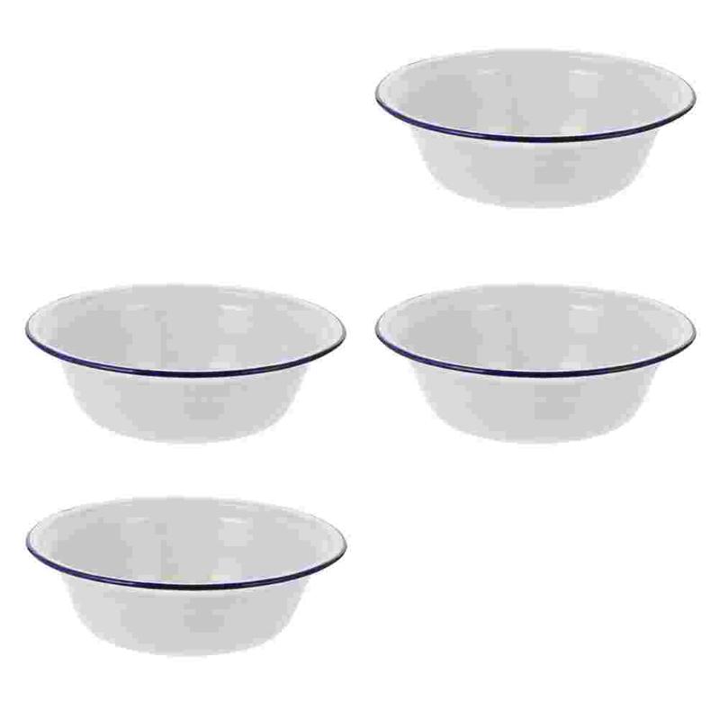 

Bowls 4Pcs Household Enamel Basins Thickened Soup Practical Tableware, 14x14x4cm