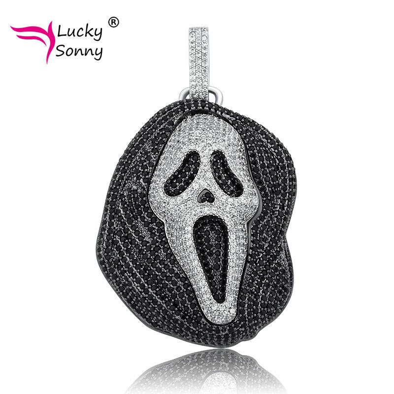 

Lucky Sonny Personality Ghost Pendant Necklace Halloween Party Chain Necklaces for Women Mens Hip Hop Jewelry Wholesale