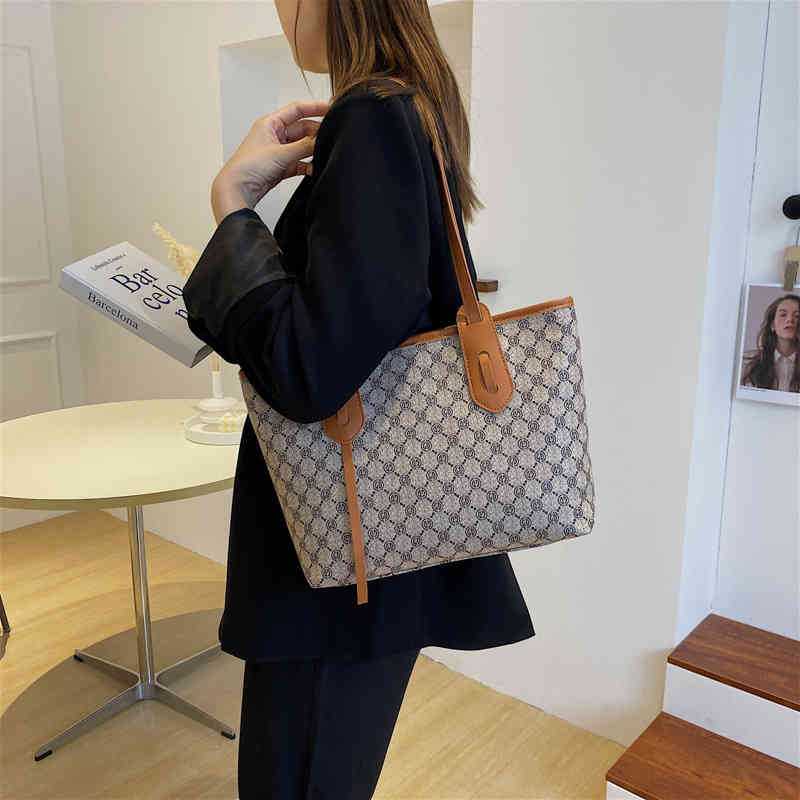 

NIS super large bag women new capacity tote one shoulder hand shopping, Coffee