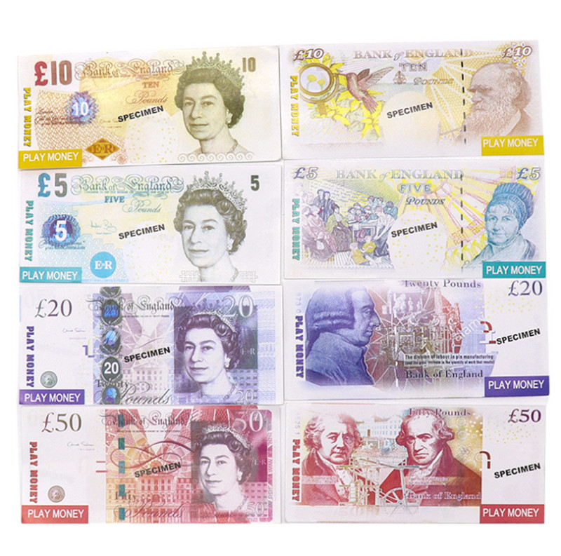 

Play Paper Printed Money Toys Uk Pounds GBP British 50 commemorative Prop Money toy For Kids Christmas Gifts or Video Film