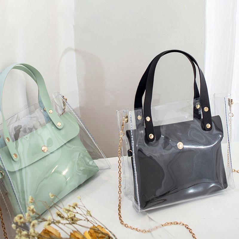 

Evening Bags Fashion Jelly Bag Women Small Transparent Shoulder Handbags PU Mini Mobile Phone Chain Crossbody Messenger For Girls