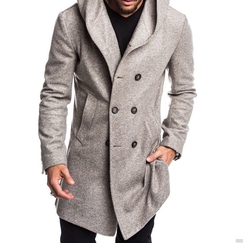 

2021 Male Fashion Woolen Coats Warm Clothes with Hood Trench Formal Social Long Casual Males Outerwear Thin Clothing Nq6q, Game