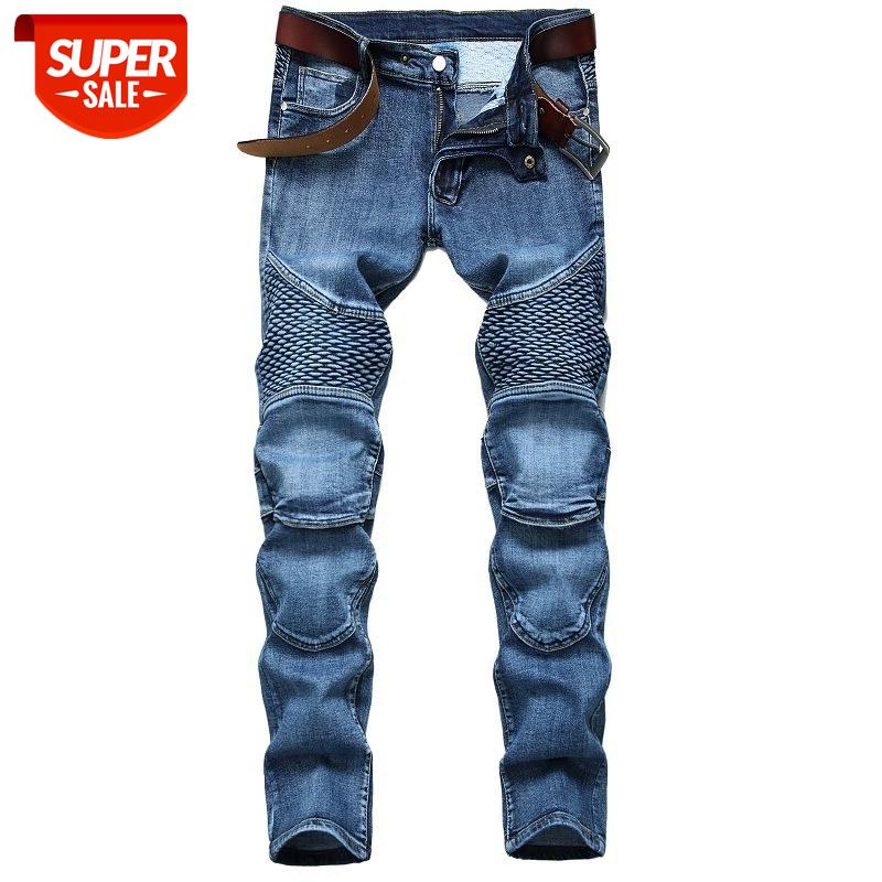 

Denim Designer MOTO BIKE Straight Jeans For Men'S Size 28-38 40 42 2021 Autumn Spring HIP HOP Punk Rock Streetwear Trouers #h48X, Black