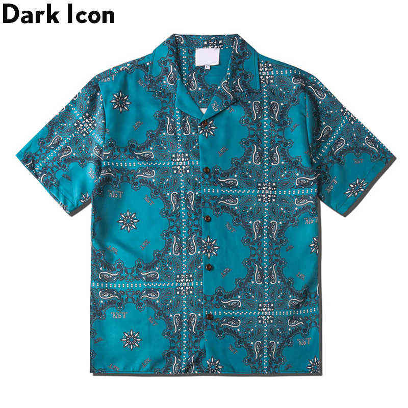 

Street Bandana Shirt Men Summer Vintage Men' Shirts Paisley Shirts for Men 210603, Blue shirt