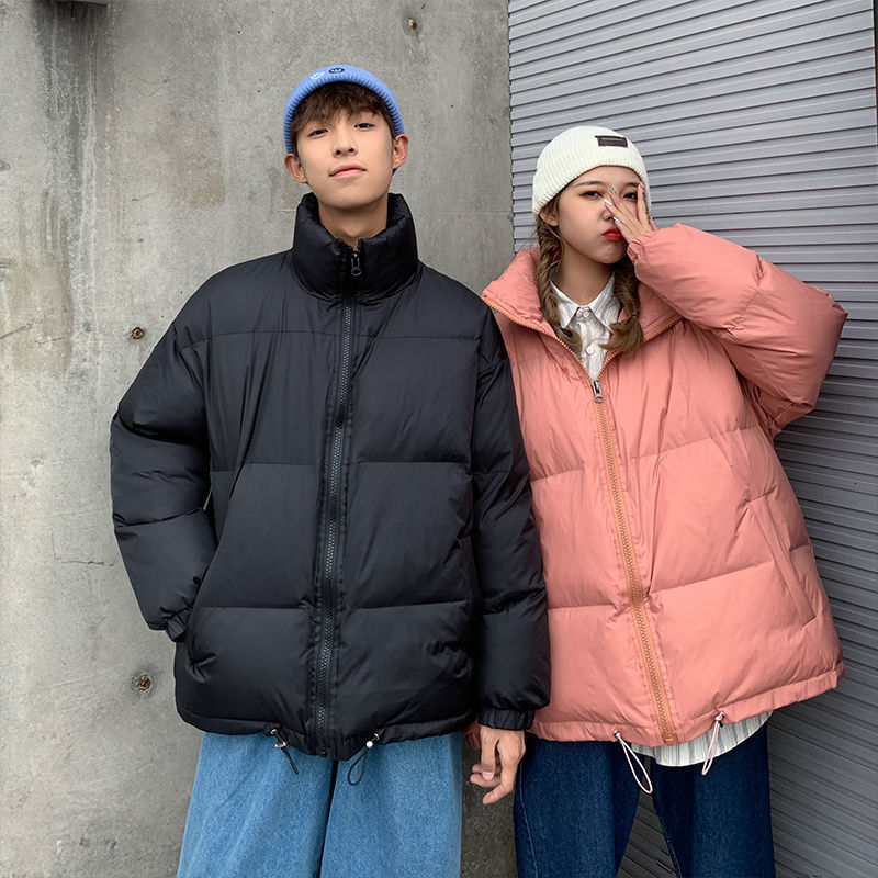 

2021 New Winter Jacket Men's Parka Warm Fashion Casual Stand Collar Short Men Streetwear Loose Korean Couple Coat Mens Clothes S-3xl 7q6q, Pink