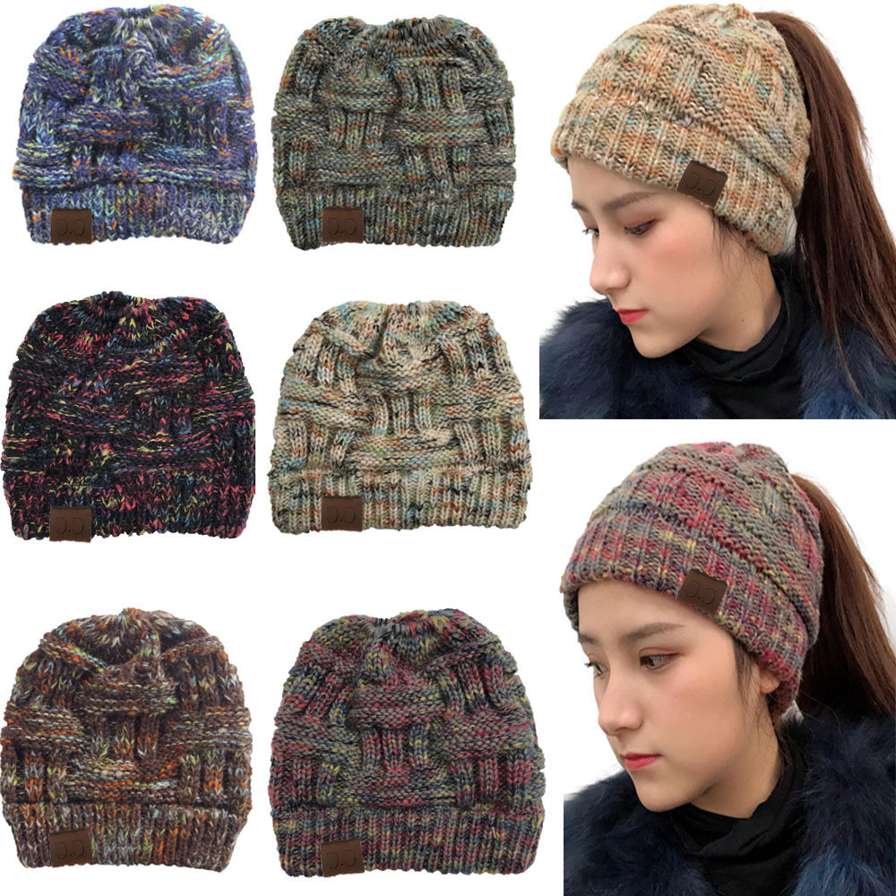 

Winter Unisex Beanies skull caps Thick Warm For Women Soft Stretch Cable Knitted Pom Poms Hats Womens Skullies Girl Ski Cap Beanie Z182, As picture