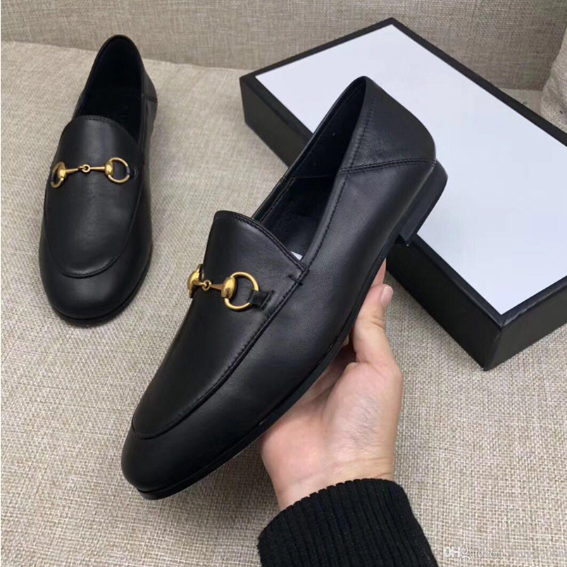 

Women Flat Casual Shoes Authentic Cowhide Metal Buckle Ladies Shoes Leather Mules Princetown Men Trample Lazy Large Dress Shoes Size 4-42-46, Tiger head