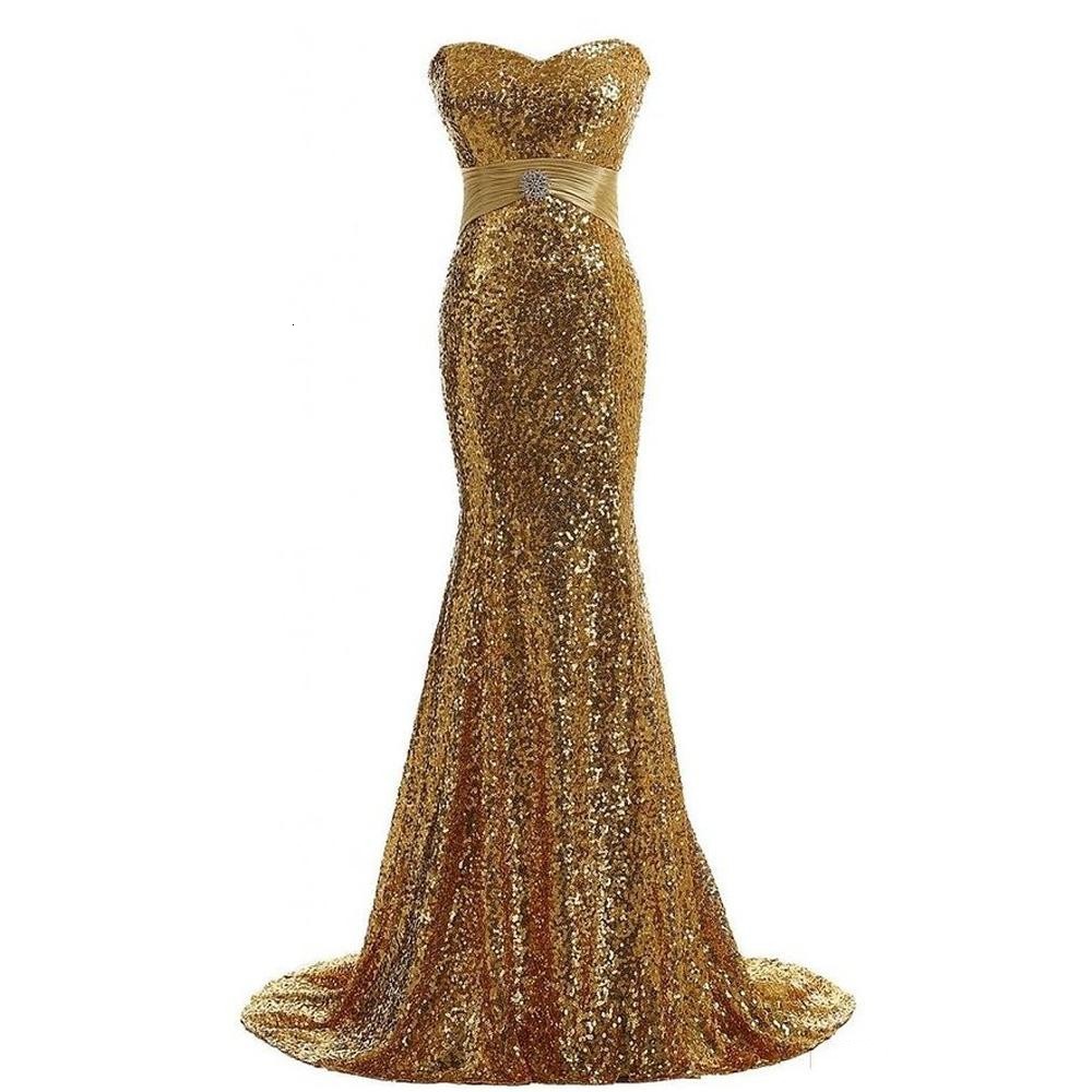

2021 New Luxury Mermaid Elegant Gold Sequin Evening Sexy Sweetheart Long Party Prom Es Hot Sale Vestido De Noiva Q5po