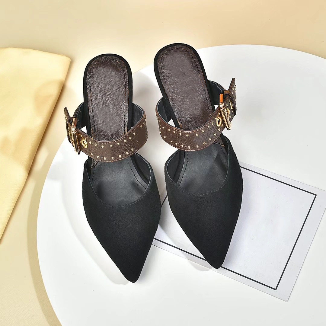 

2021 high quality classic ladies high heels fashion beach sandals platform slippers ladies sandals letter dress shoes L21, Black