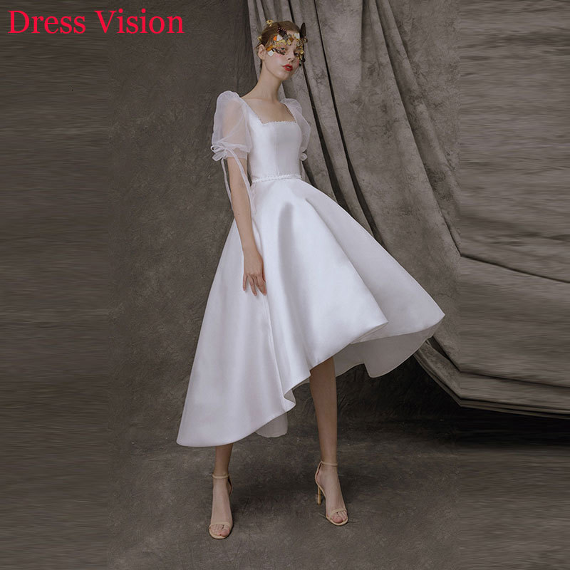 

2021 Wedding Vestidos Novia Robe Marie Vestido Festa De Casamento Square Collar y Sleeves High-low Fz8q, Same as image