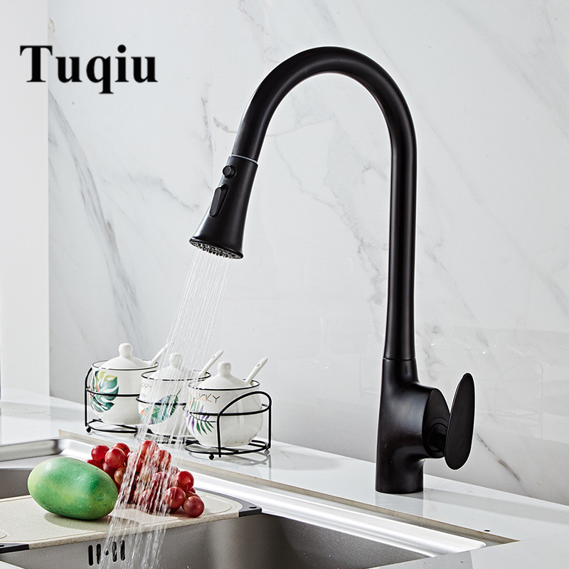 

2021 New Black Pull Out Sink Faucet 360 Degree Rotation Torneira Cozinha Mixer Kitchen Tap Fduh