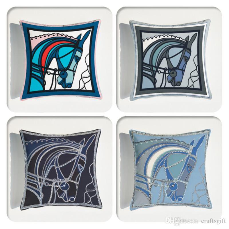 

Cushion/Decorative Pillow Horse Heads Decorative Cushion Covers Pillowcase Soft Velvet Cushions For Home Sofa Office 45*45 CM Throw Cover, 01