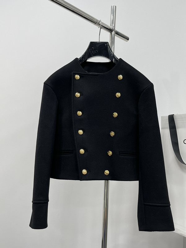 

2021 FW autumn and winter new double row button cashmere coat, Black