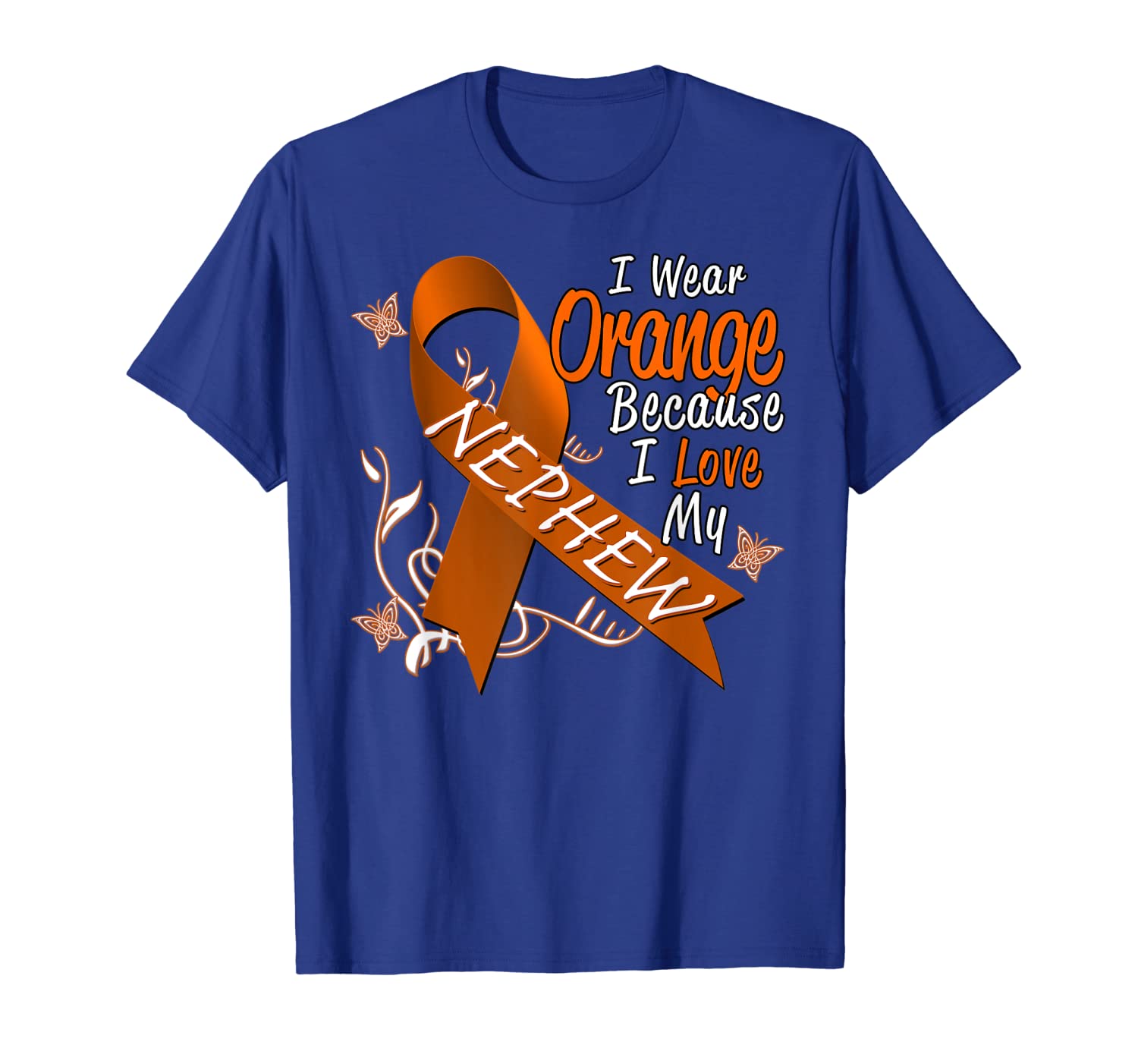 

I Wear Orange Nephew Leukemia Cancer Awareness Shirt, White;black