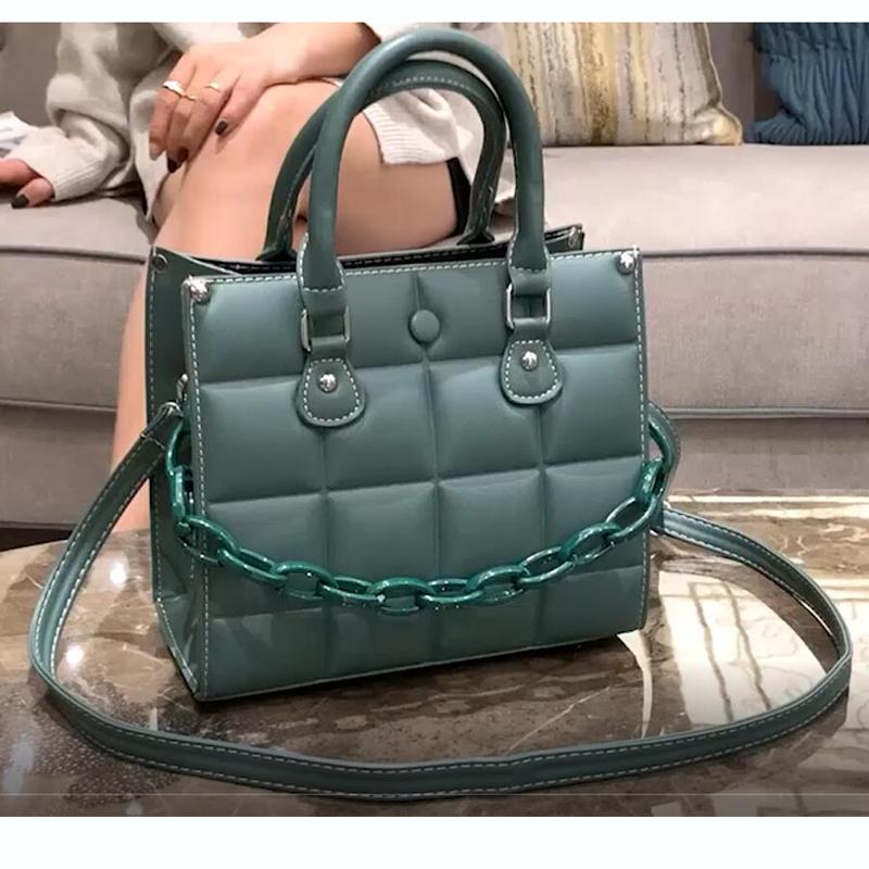 

2021 Lattice Chain PU Leather Designer Luxury Womens Totes Female Small Crossbody Shoulder Bag Handbags and Purses, Black