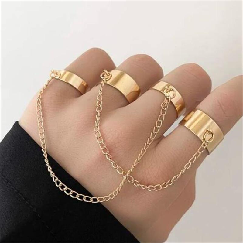 

Cluster Rings Punk Cool Hip Multi-layer Adjustable Chain Man Rotate Gothic Style For Women Fashion Jewelry Party Gift, Golden;silver