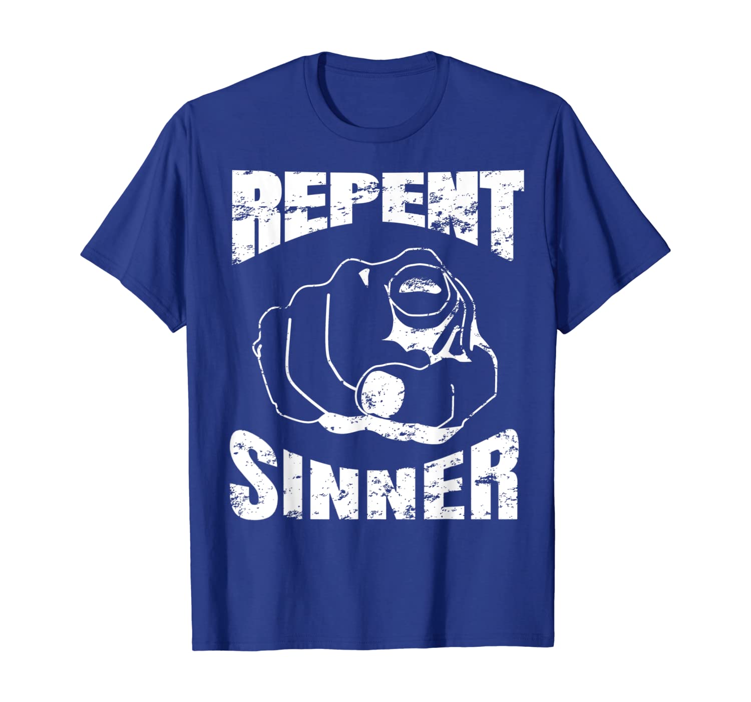 

Distressed Repent Sinner T-Shirt Funny Christian Bible Gift, White;black