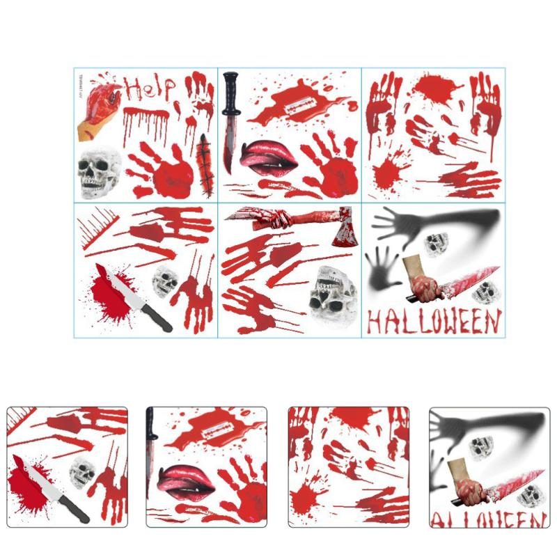 

Wall Stickers 1 Set Of DIY Removable Bloody Palm Printing Door Window Sticker (Red)
