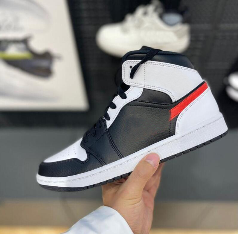 

Jumpman 1 Basketball shoes High Men Women Mid Chile Red White Black Sneakers 554724-075