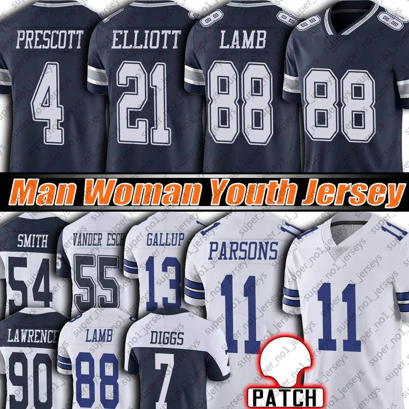 

88 CeeDee Lamb Micah Parsons 7 Trevon Diggs Jersey Dak Prescott Ezekiel Elliott Amari Cooper Football Jerseys Jaylon Smith Vander Esch Lawrence Gallup Blake Jarwin, Custom men jersey+patch