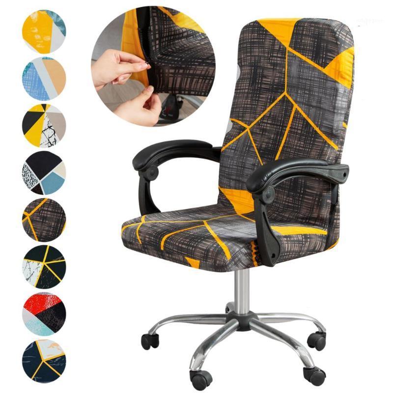 

M/L Geometry Style Printed Elastic Stretch Office Chair Cover Dust-proof Computer Arm Slipcover Rotatable Protector Covers