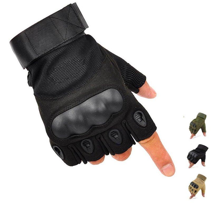 

Sports Gloves Military Fingerless Hard Knuckle Tactical Half Finger For Hiking Cycling Climbing Outdoor Camping, Black