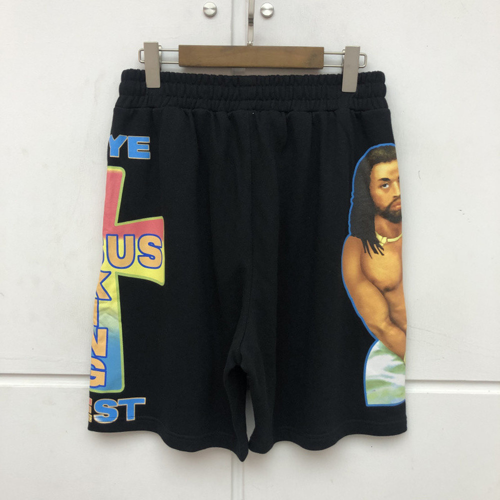 

2021 New Rua Alta Oeste o Mulher Kanye Jesus Rei Praia Shorts Mghh