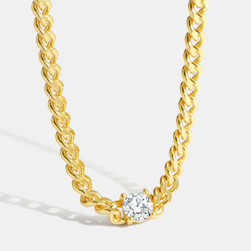 

Chokers Punk Cuban Chains Zircon Choker Necklaces For Women Stainless Steel Thick Chain Necklace 2021 Trendy Fashion Party Jewelry