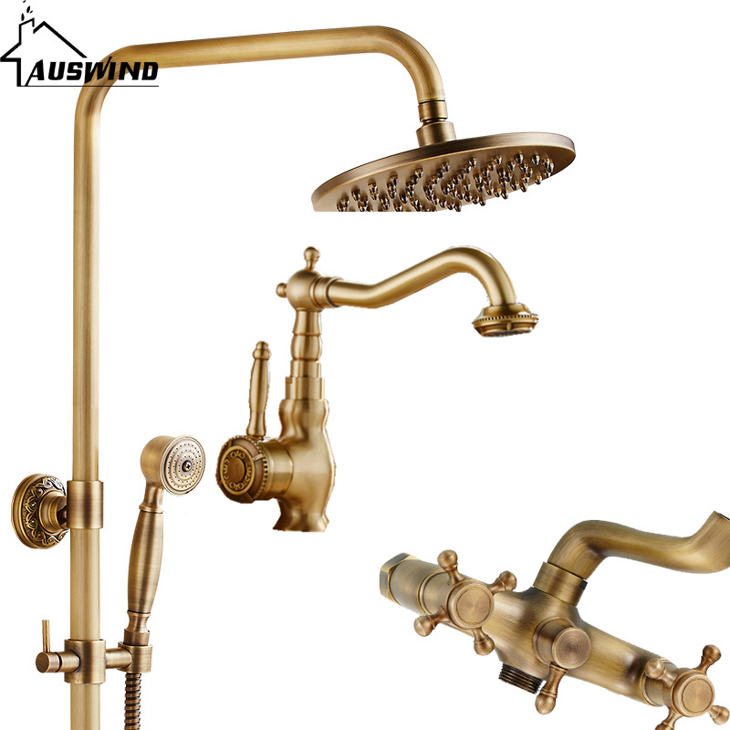 

2021 New Auswind Anique Faucet Sculpted Showers Attached to Wall 8-inch Vintage Free Head Tap in Shower Set Xm11