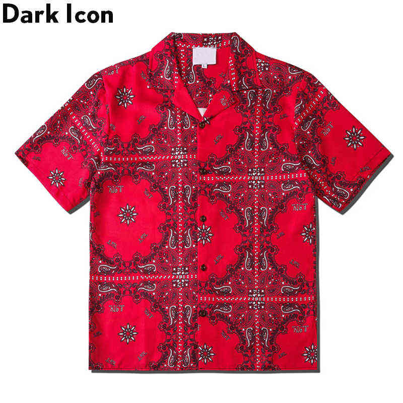 

Red Bandana Shirts Street Hawaiian Shirt Summer Men's Shirts Streetwear Clothing 210603, Red shirt