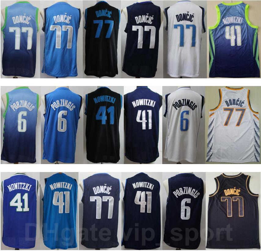 

Men Basketball Cheap Luka Doncic Jersey 77 Kristaps Porzingis 6 Dirk Nowitzki 41 Edition Earned City Stitched Navy Blue Black White, 6 blue