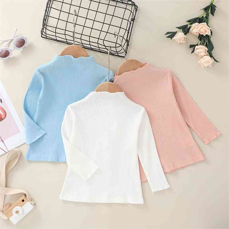 

Arrivals Winter Children Casual Cotton Long Sleeve O Neck Pink Blue White Solid Baby Girl T-shirt 18M-6T 210629