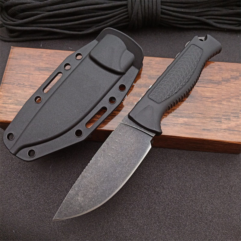 

Fast Shipped 15006 Survival Straight Knife CPM-S30V Black Stone Wash Drop Point Blade Full Tang Santoprene Handle Fixed Blades Knives With Kydex