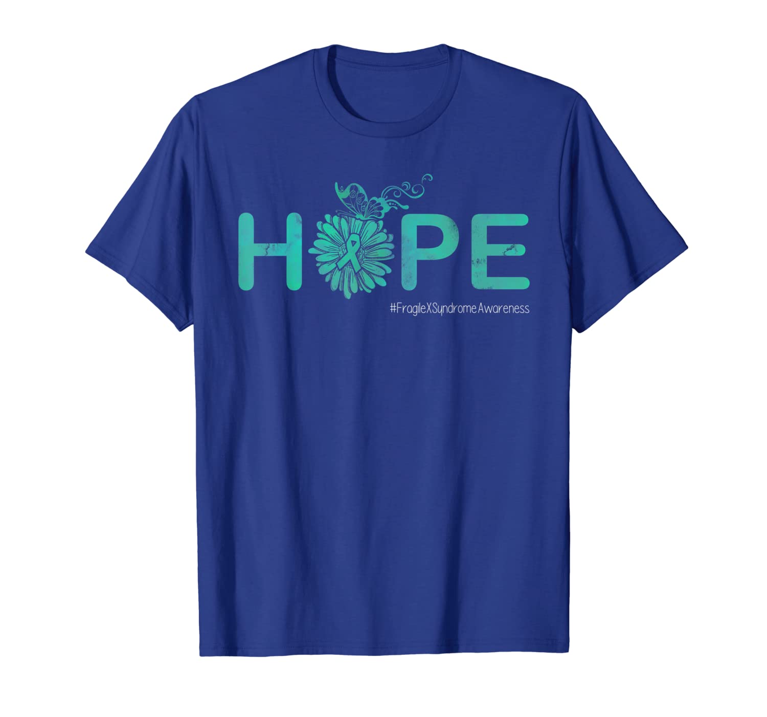 

Hope Butterfly Ribbon Fragile X Syndrome Awareness Tshirt, White;black