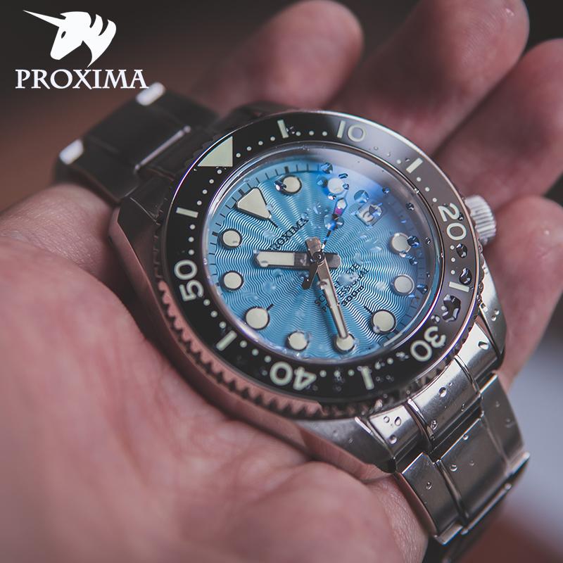 

Wristwatches Proxima SBDX Dive Mechanical Watch Men Automatic Watches Ceramic Bezel NH35 Luminous Sapphire 30Bar Diver, Gold bezel a