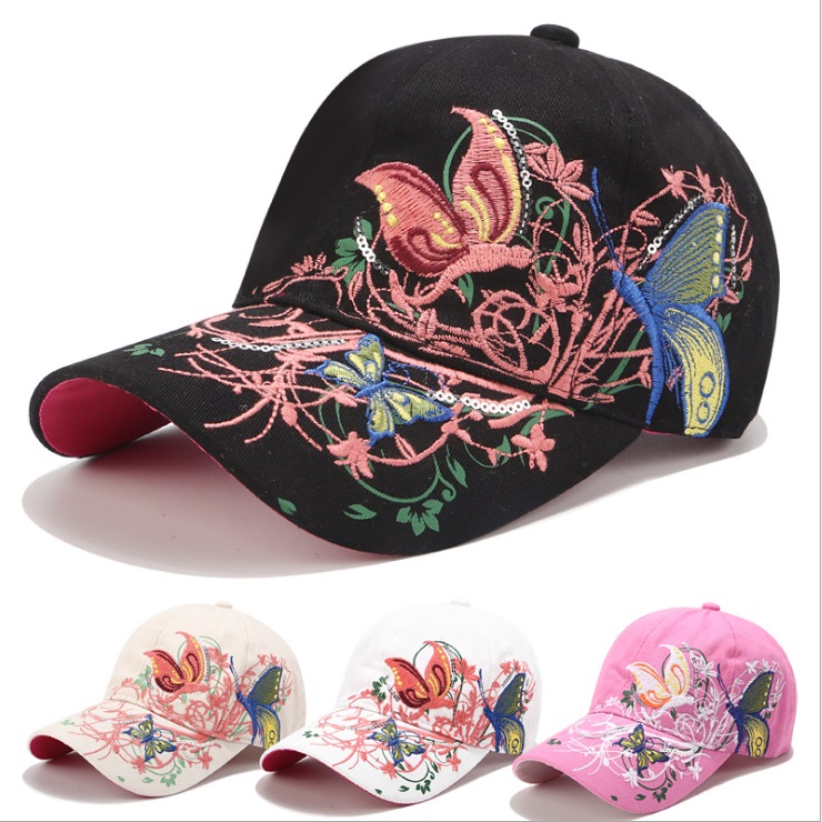 

Summer Baseball Caps High Quality 8 Colors Butterflies Flowers Embroidery Casual fashion Men Women Hats, Brilliant yellow