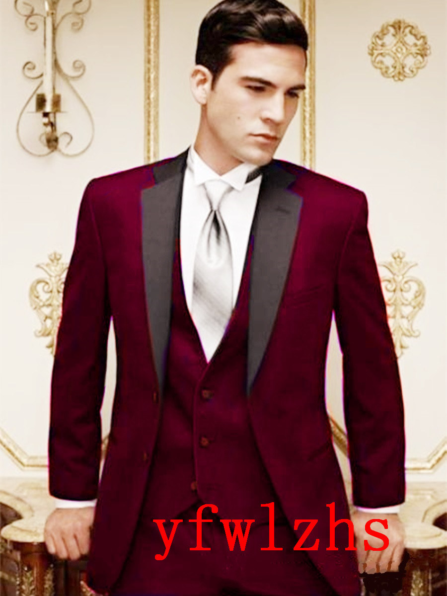 

Custom-made Two Buttons Groomsmen Notch Lapel Groom Tuxedos Men Suits Wedding/Prom/Dinner Man Blazer(Jacket+Pants+Tie+Vest) W863, Same as image